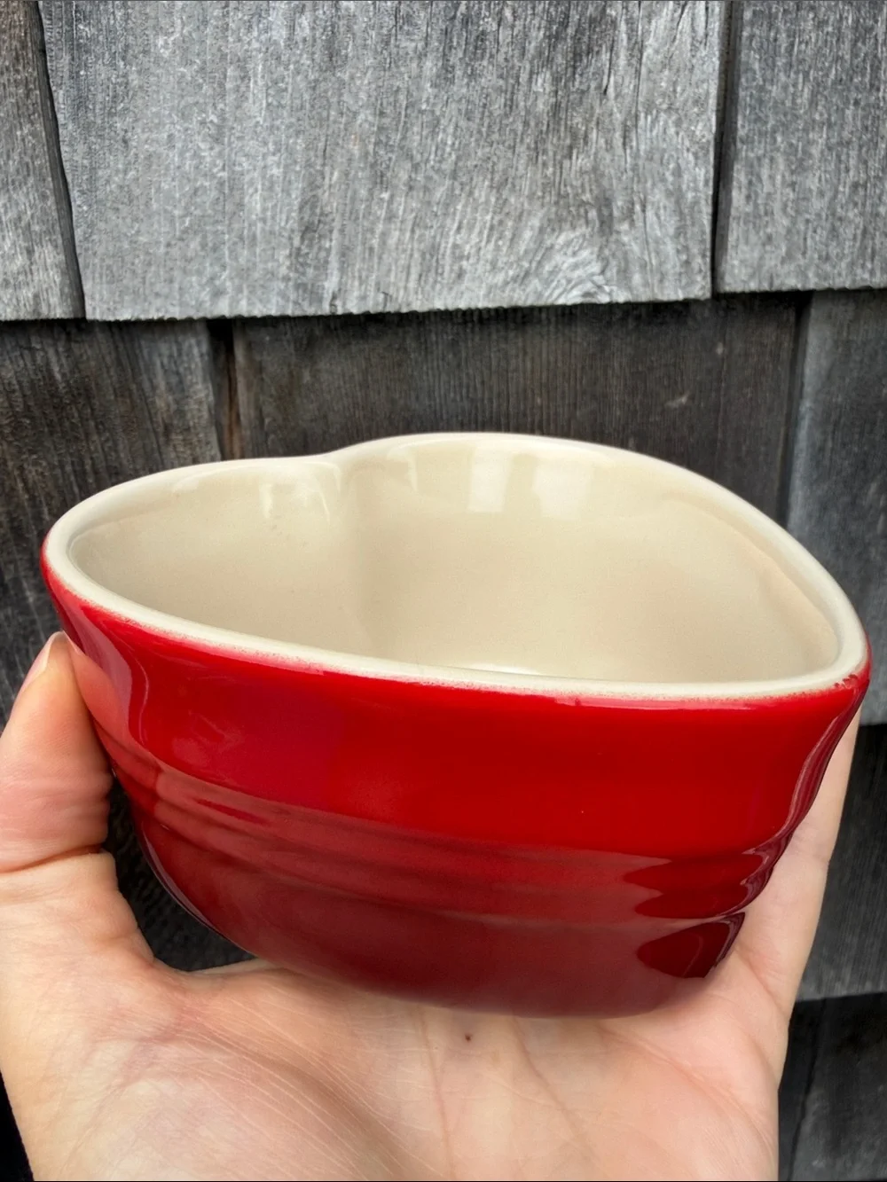 Le Creuset Heart Ramekin Red Ombré Glaze Ceramic